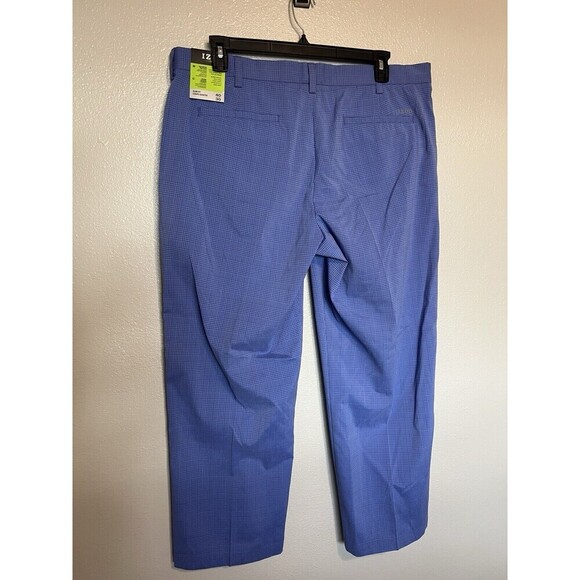Izod Blue Plaid Pants Mens 40 X 30 Advantage Performance Golf Chino Straight - Picture 3 of 5